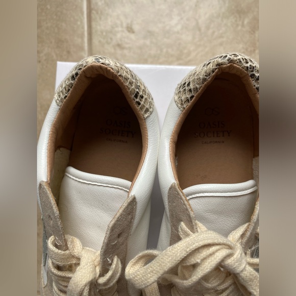 OASIS SOCIETY CALIFORNIA WHITE AND BEIGE SNEAKERS WITH SILVER STAR - Picture 7 of 7